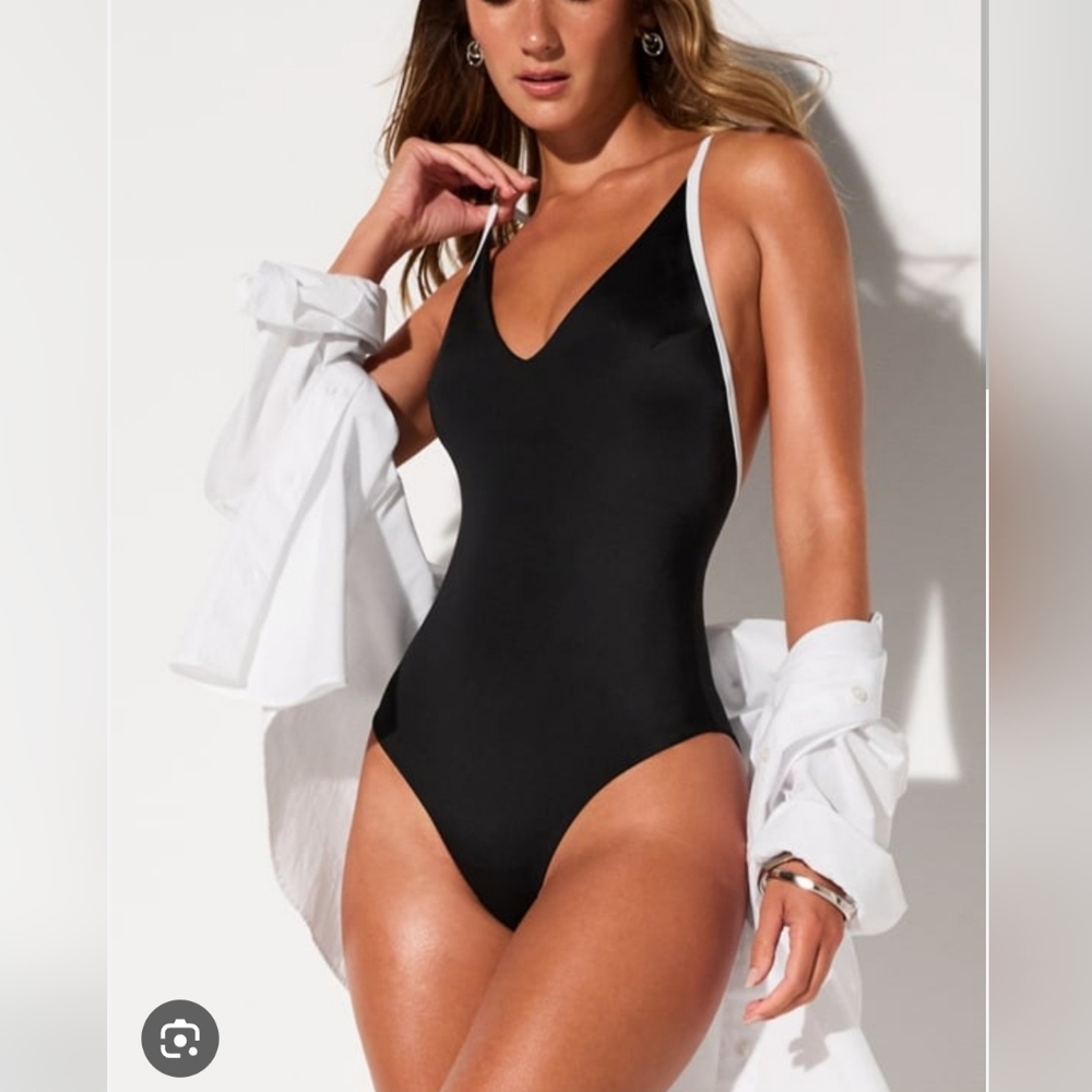 Fabletics Black and White One-Piece Swimsuit
